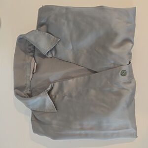 H&M satin green button down blouse